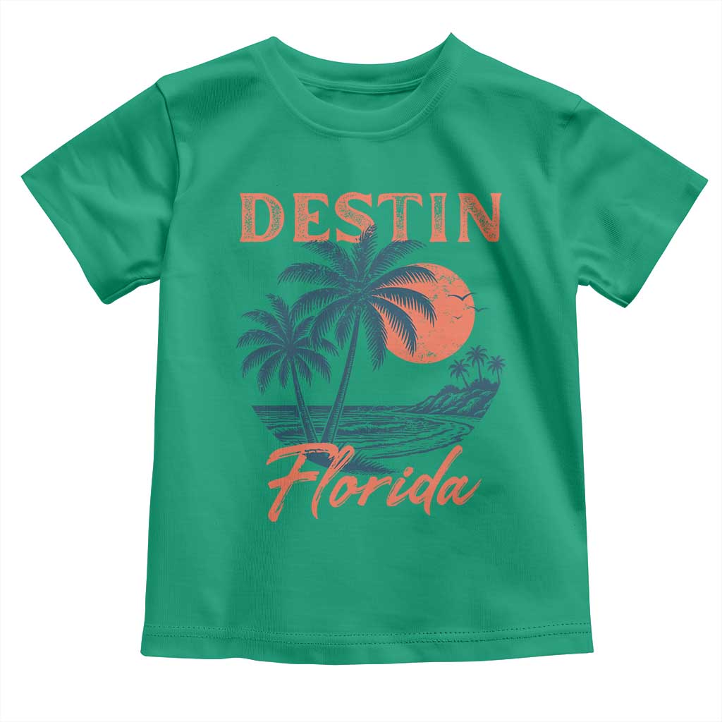Vintage Destin Florida Beach Toddler T Shirt Sunset Palm Tree Graphic TS12 Irish Green Print Your Wear