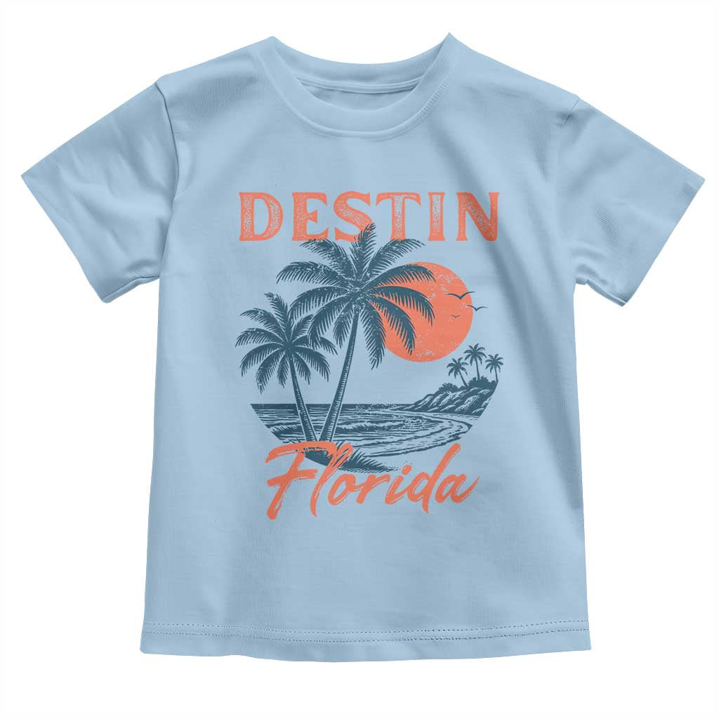 Vintage Destin Florida Beach Toddler T Shirt Sunset Palm Tree Graphic TS12 Light Blue Print Your Wear