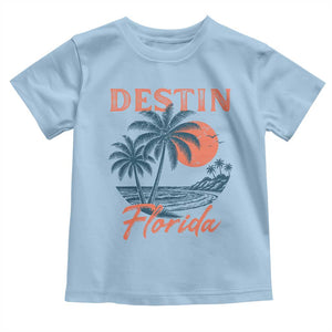Vintage Destin Florida Beach Toddler T Shirt Sunset Palm Tree Graphic TS12 Light Blue Print Your Wear