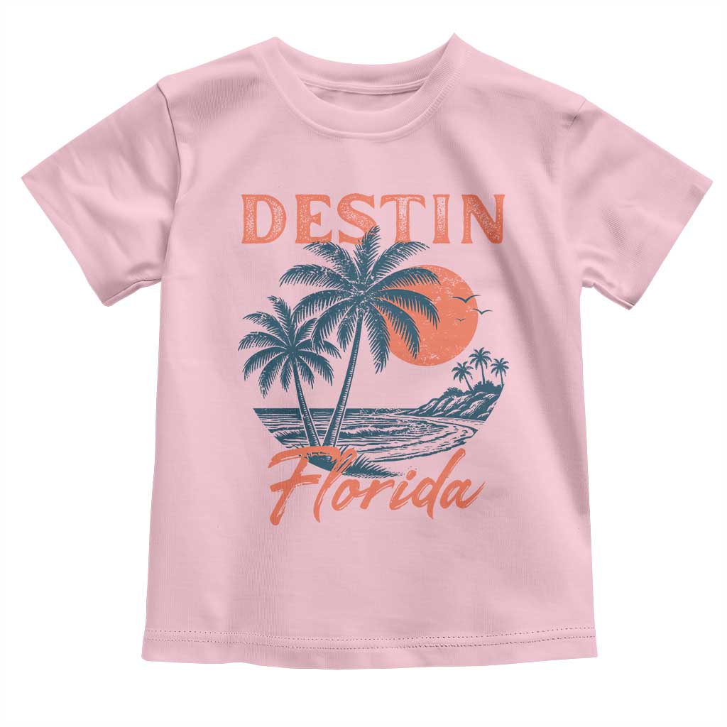 Vintage Destin Florida Beach Toddler T Shirt Sunset Palm Tree Graphic TS12 Light Pink Print Your Wear