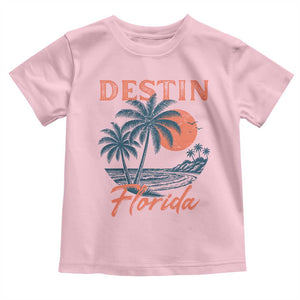 Vintage Destin Florida Beach Toddler T Shirt Sunset Palm Tree Graphic TS12 Light Pink Print Your Wear