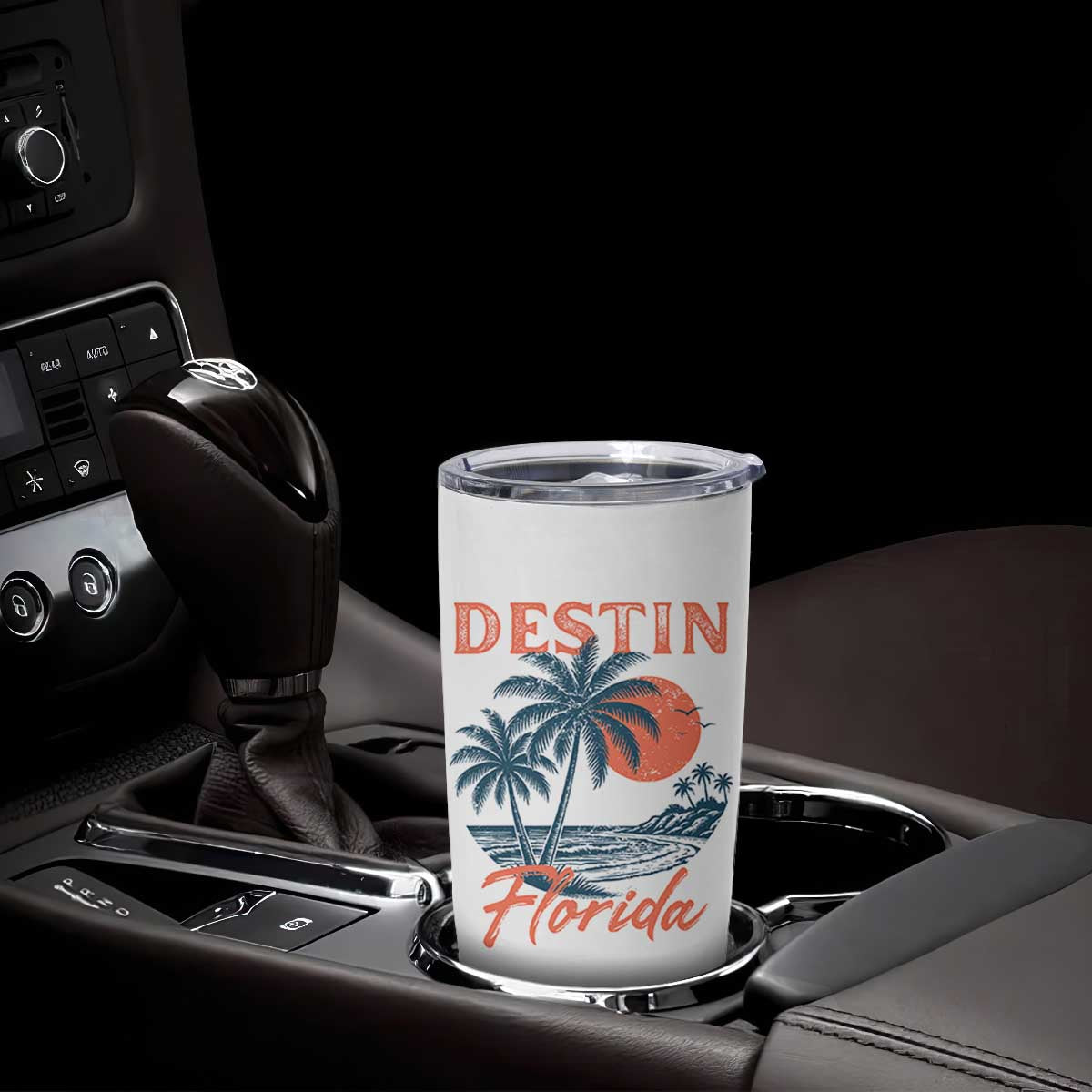 Vintage Destin Florida Beach Tumbler Cup Sunset Palm Tree Graphic TS12 Print Your Wear