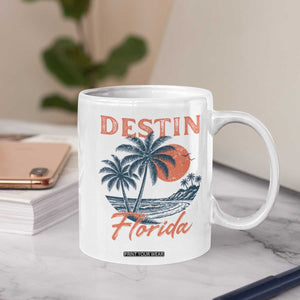 Vintage Destin Florida Beach Coffee Mug Sunset Palm Tree Graphic TS12 Print Your Wear