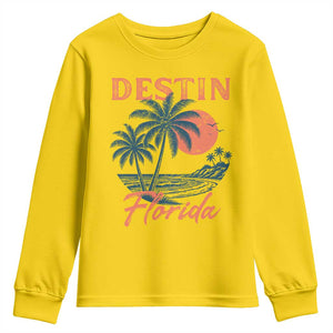 Vintage Destin Florida Beach Youth Sweatshirt Sunset Palm Tree Graphic TS12 Daisy Print Your Wear