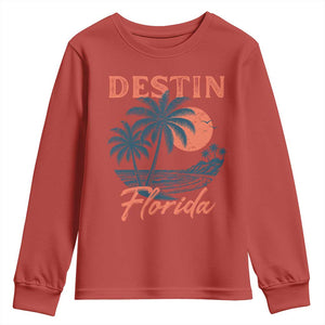 Vintage Destin Florida Beach Youth Sweatshirt Sunset Palm Tree Graphic TS12 Red Print Your Wear