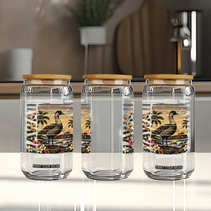 Hawaii Tropical Bird Glass Can Summer Island Vacation Gift