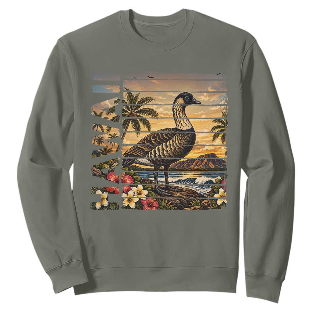 Hawaii Tropical Bird Sweatshirt Summer Island Vacation Gift TS12 Military Green Print Your Wear