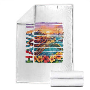 Hawaii Sea Turtle Throw Blanket Tropical Sunset Island Vacation Gift