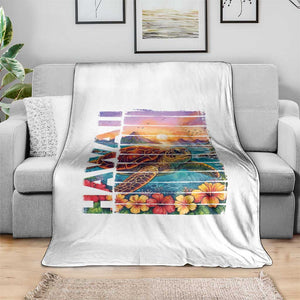 Hawaii Sea Turtle Throw Blanket Tropical Sunset Island Vacation Gift