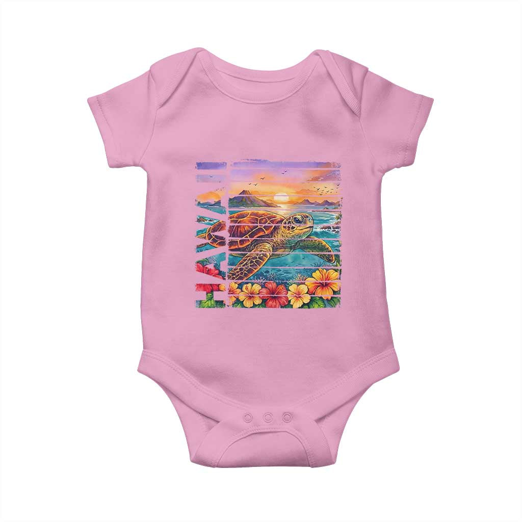 Hawaii Sea Turtle Baby Onesie Tropical Sunset Island Vacation Gift TS12 Light Pink Print Your Wear