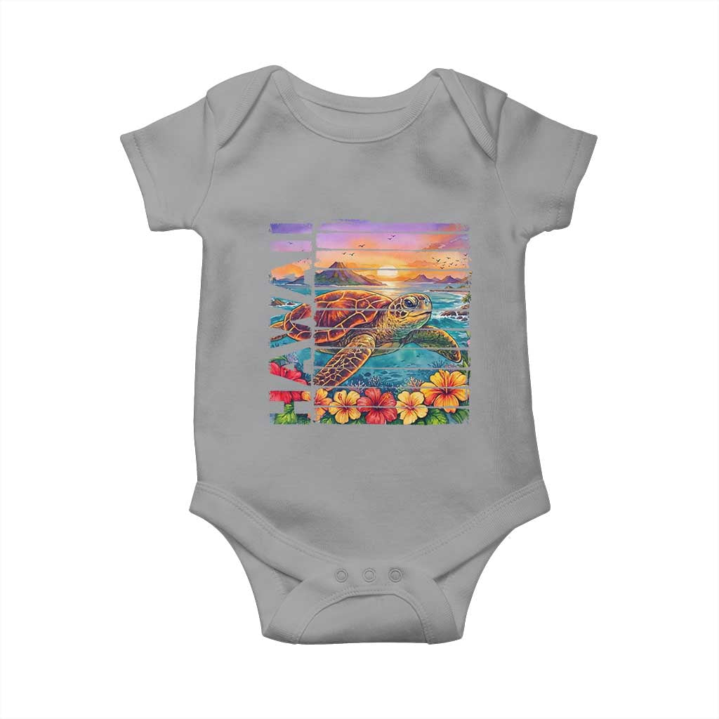 Hawaii Sea Turtle Baby Onesie Tropical Sunset Island Vacation Gift TS12 Sport Gray Print Your Wear