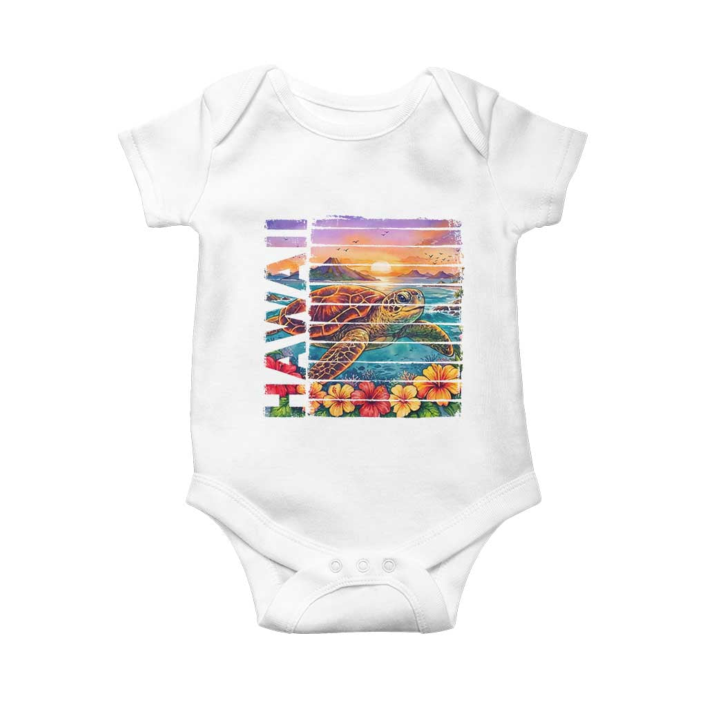 Hawaii Sea Turtle Baby Onesie Tropical Sunset Island Vacation Gift TS12 White Print Your Wear