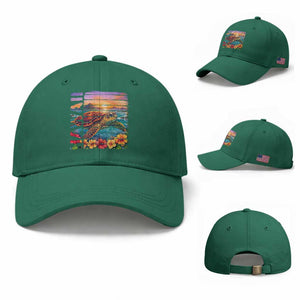 Hawaii Sea Turtle Baseball Cap Tropical Sunset Island Vacation Gift