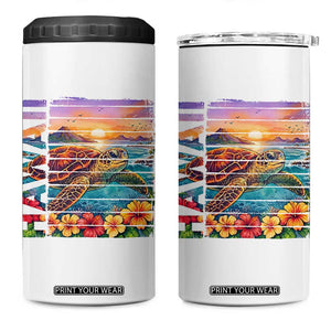 Hawaii Sea Turtle 4 in 1 Can Cooler Tumbler Tropical Sunset Island Vacation Gift TS12 One Size: 16 oz White Print Your Wear