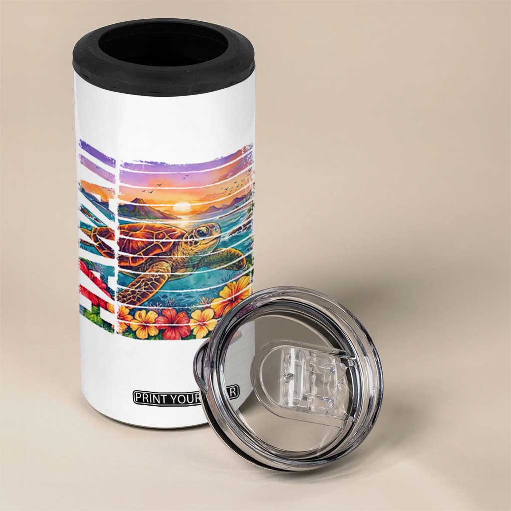 Hawaii Sea Turtle 4 in 1 Can Cooler Tumbler Tropical Sunset Island Vacation Gift TS12 Print Your Wear