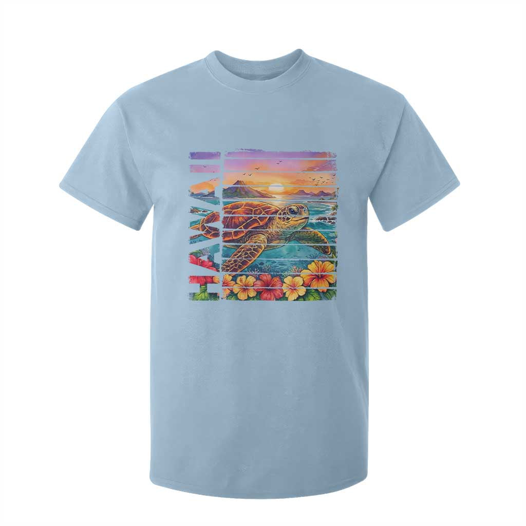 Hawaii Sea Turtle T Shirt For Kid Tropical Sunset Island Vacation Gift TS12 Light Blue Print Your Wear