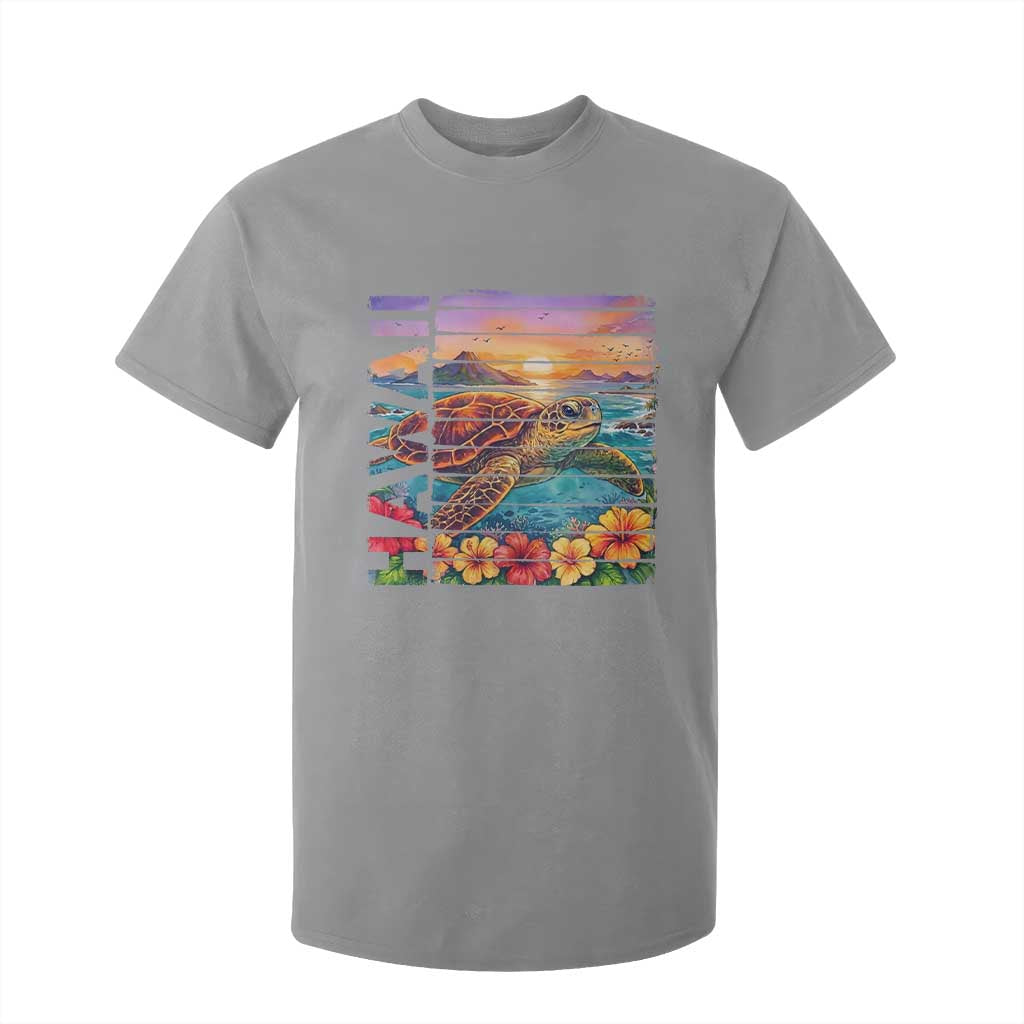 Hawaii Sea Turtle T Shirt For Kid Tropical Sunset Island Vacation Gift TS12 Sport Gray Print Your Wear