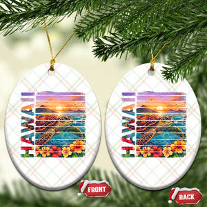 Hawaii Sea Turtle Ceramic Ornament Tropical Sunset Island Vacation Gift