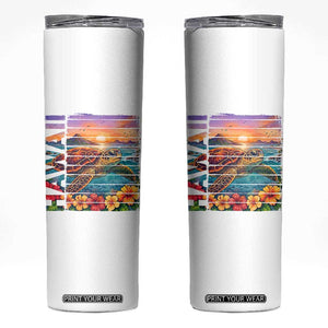 Hawaii Sea Turtle Skinny Tumbler Tropical Sunset Island Vacation Gift TS12 White Print Your Wear