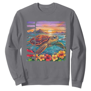 Hawaii Sea Turtle Sweatshirt Tropical Sunset Island Vacation Gift