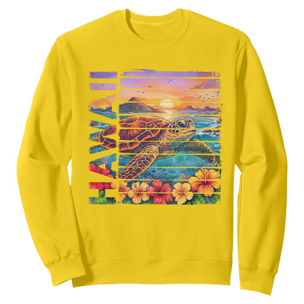 Hawaii Sea Turtle Sweatshirt Tropical Sunset Island Vacation Gift
