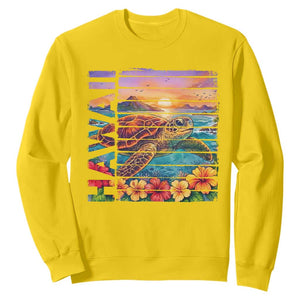 Hawaii Sea Turtle Sweatshirt Tropical Sunset Island Vacation Gift