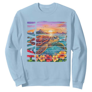 Hawaii Sea Turtle Sweatshirt Tropical Sunset Island Vacation Gift