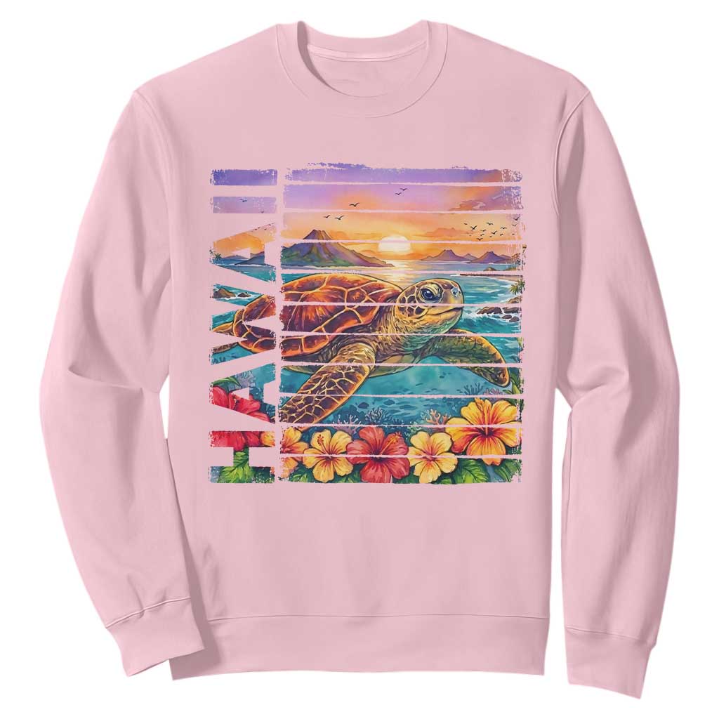 Hawaii Sea Turtle Sweatshirt Tropical Sunset Island Vacation Gift