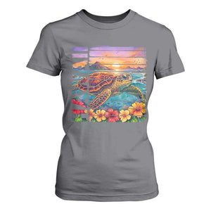 Hawaii Sea Turtle T Shirt For Women Tropical Sunset Island Vacation Gift TS12 Charcoal Print Your Wear