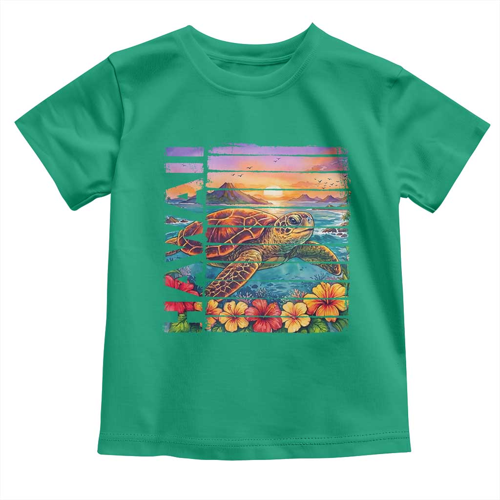 Hawaii Sea Turtle Toddler T Shirt Tropical Sunset Island Vacation Gift TS12 Irish Green Print Your Wear