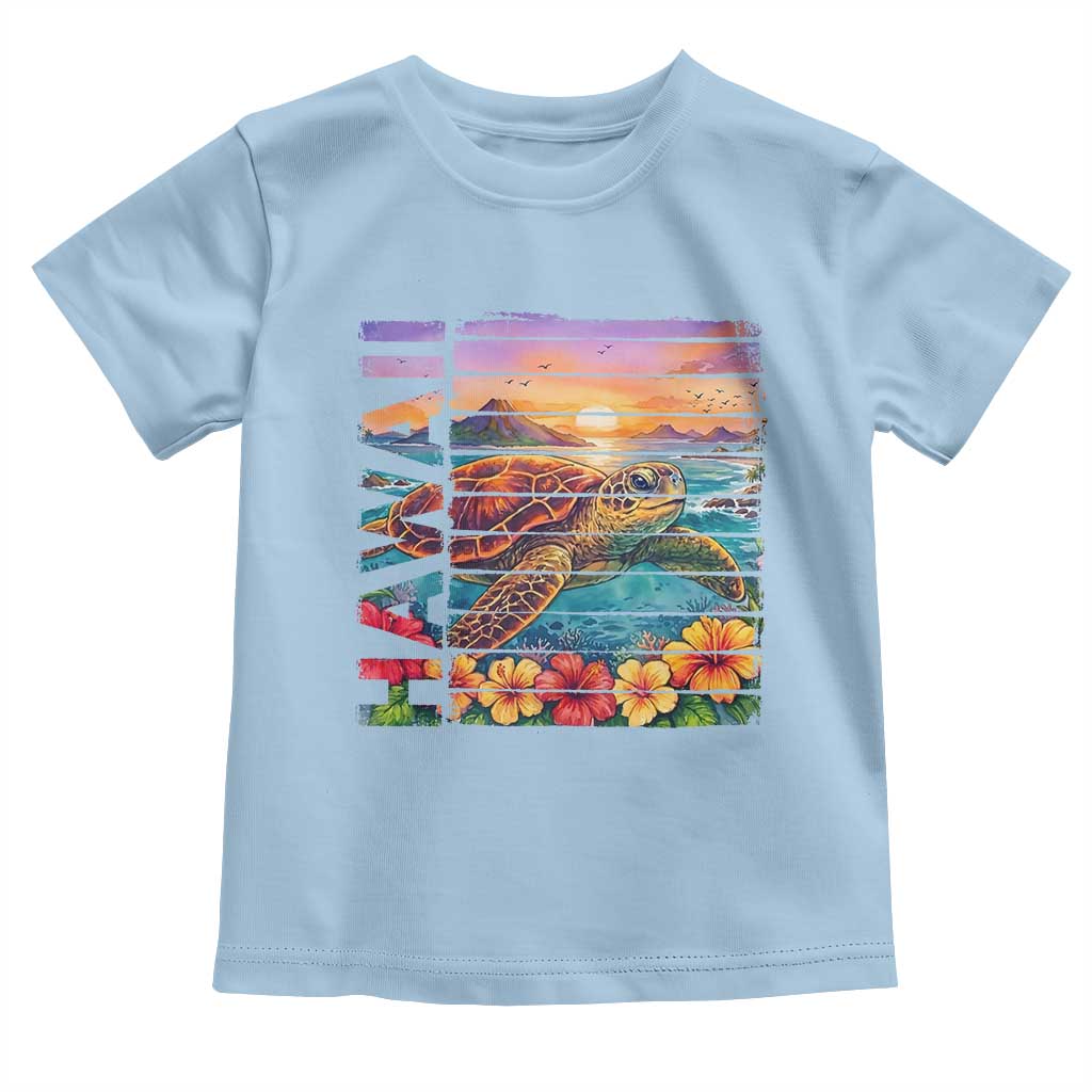 Hawaii Sea Turtle Toddler T Shirt Tropical Sunset Island Vacation Gift TS12 Light Blue Print Your Wear