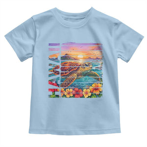 Hawaii Sea Turtle Toddler T Shirt Tropical Sunset Island Vacation Gift TS12 Light Blue Print Your Wear