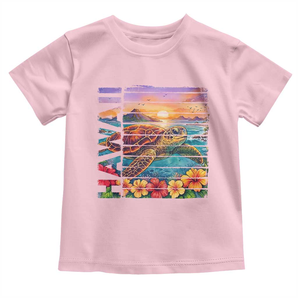 Hawaii Sea Turtle Toddler T Shirt Tropical Sunset Island Vacation Gift TS12 Light Pink Print Your Wear