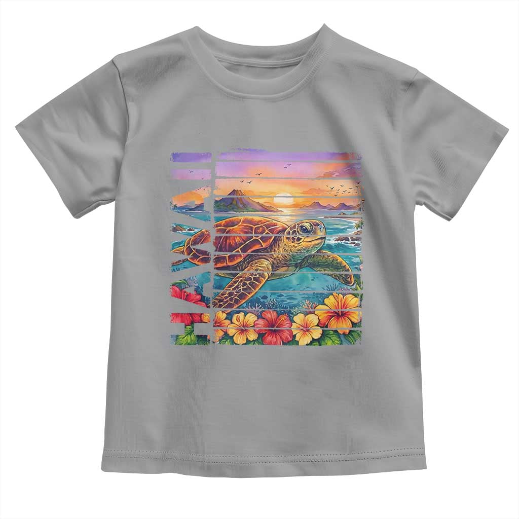 Hawaii Sea Turtle Toddler T Shirt Tropical Sunset Island Vacation Gift TS12 Sport Gray Print Your Wear