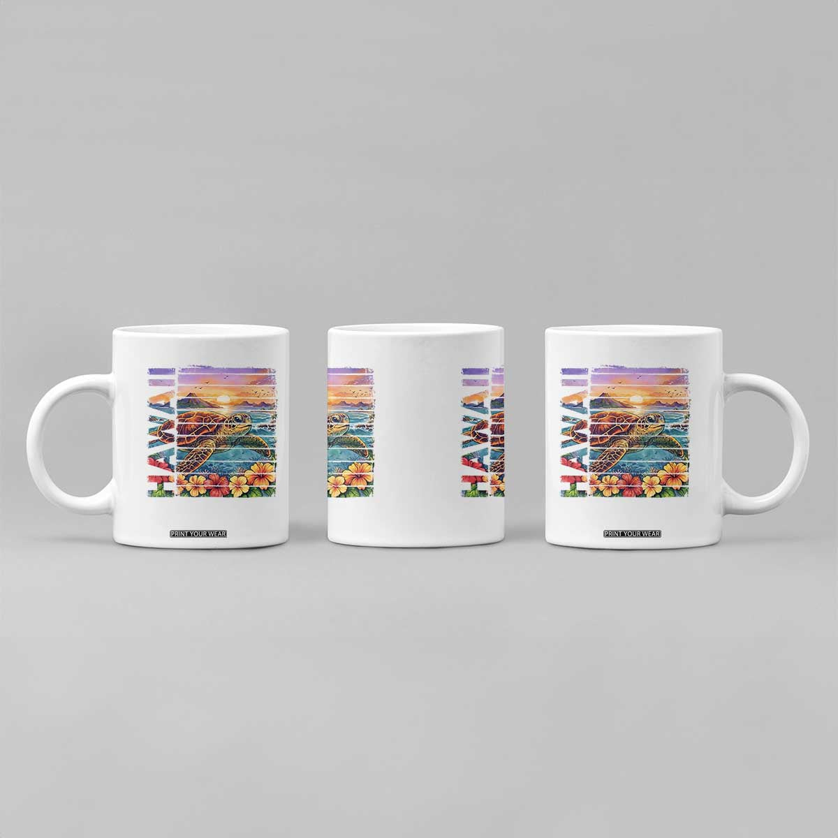 Hawaii Sea Turtle Coffee Mug Tropical Sunset Island Vacation Gift