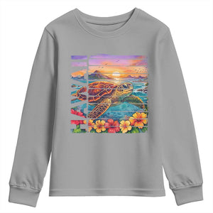 Hawaii Sea Turtle Youth Sweatshirt Tropical Sunset Island Vacation Gift TS12 Sport Gray Print Your Wear