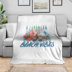 Beach Vibes Throw Blanket Floral Seashell Coastal Vacation Graphic TS12 Print Your Wear