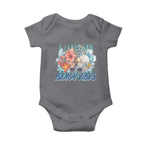 Beach Vibes Baby Onesie Floral Seashell Coastal Vacation Graphic TS12 Charcoal Print Your Wear