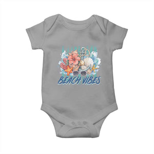 Beach Vibes Baby Onesie Floral Seashell Coastal Vacation Graphic TS12 Sport Gray Print Your Wear