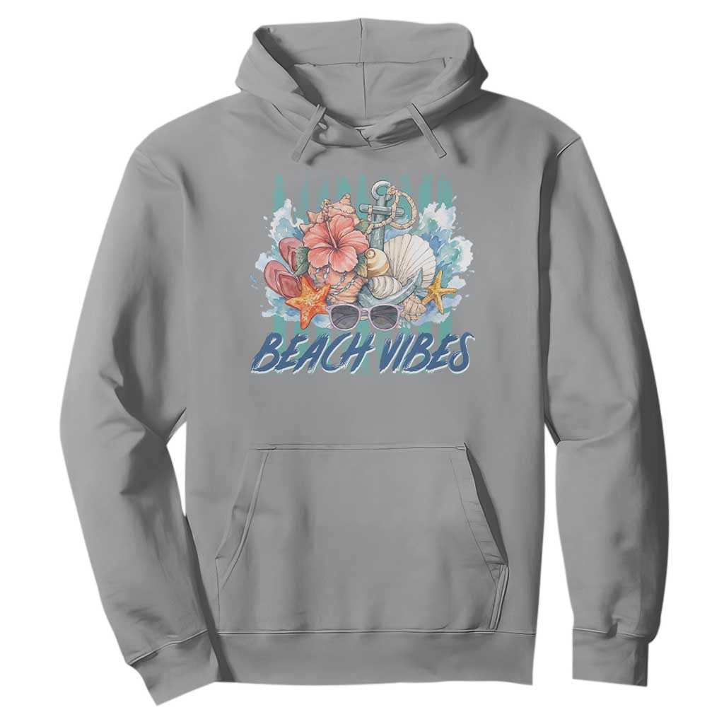 Beach Vibes Hoodie Floral Seashell Coastal Vacation Graphic TS12 Sport Gray Print Your Wear