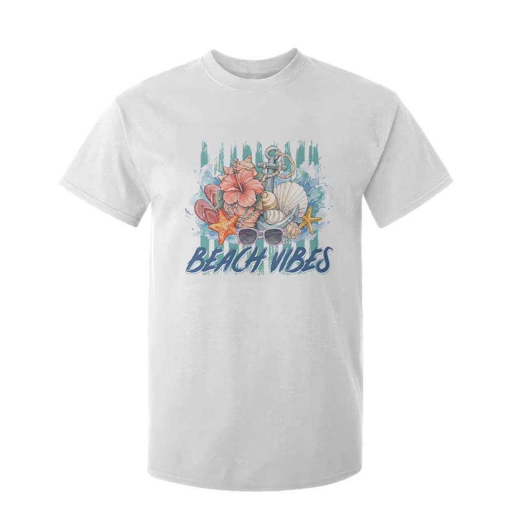 Beach Vibes T Shirt For Kid Floral Seashell Coastal Vacation Graphic TS12 White Print Your Wear