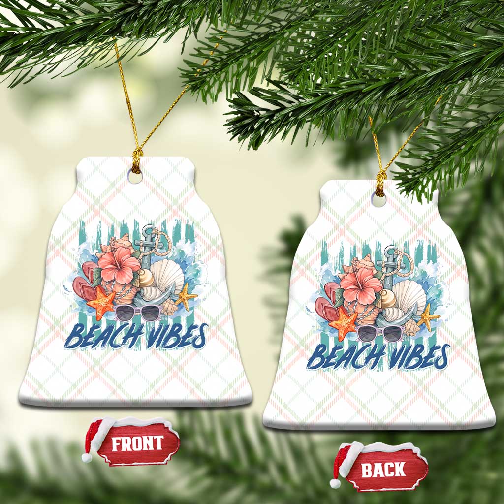 Beach Vibes Ceramic Ornament Floral Seashell Coastal Vacation Graphic TS12 Print Your Wear