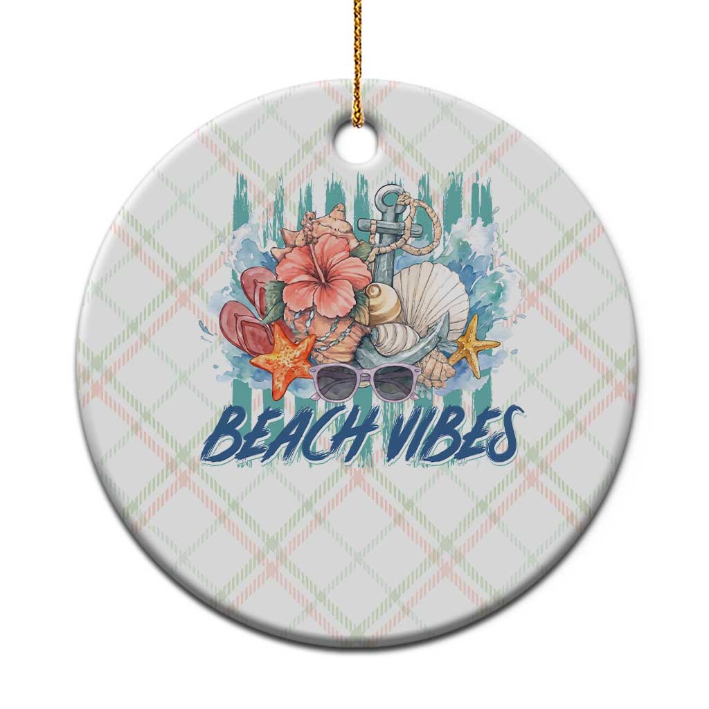 Beach Vibes Ceramic Ornament Floral Seashell Coastal Vacation Graphic TS12 1pc Christmas Plaid Print Your Wear