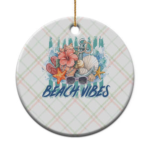 Beach Vibes Ceramic Ornament Floral Seashell Coastal Vacation Graphic TS12 1pc Christmas Plaid Print Your Wear