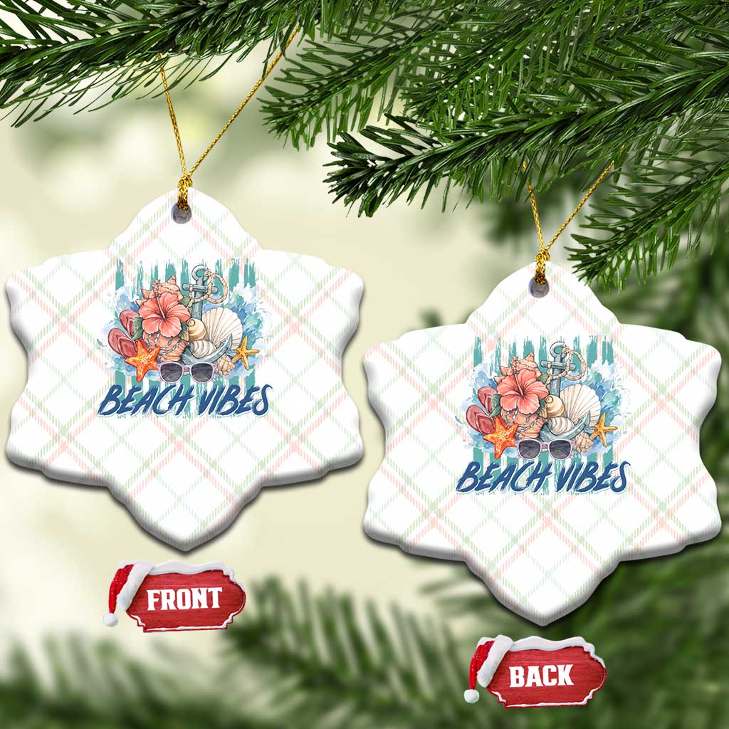 Beach Vibes Ceramic Ornament Floral Seashell Coastal Vacation Graphic TS12 Print Your Wear