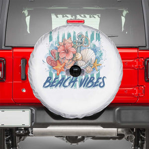 Beach Vibes Spare Tire Cover Floral Seashell Coastal Vacation Graphic TS12 White Print Your Wear