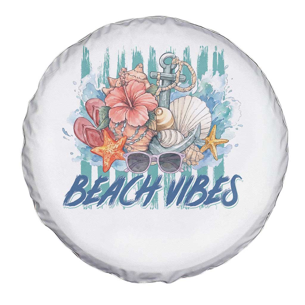 Beach Vibes Spare Tire Cover Floral Seashell Coastal Vacation Graphic TS12 Print Your Wear