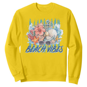 Beach Vibes Sweatshirt Floral Seashell Coastal Vacation Graphic TS12 Daisy Print Your Wear