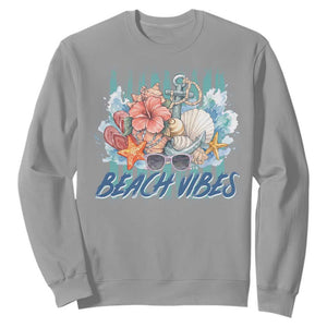 Beach Vibes Sweatshirt Floral Seashell Coastal Vacation Graphic TS12 Sport Gray Print Your Wear