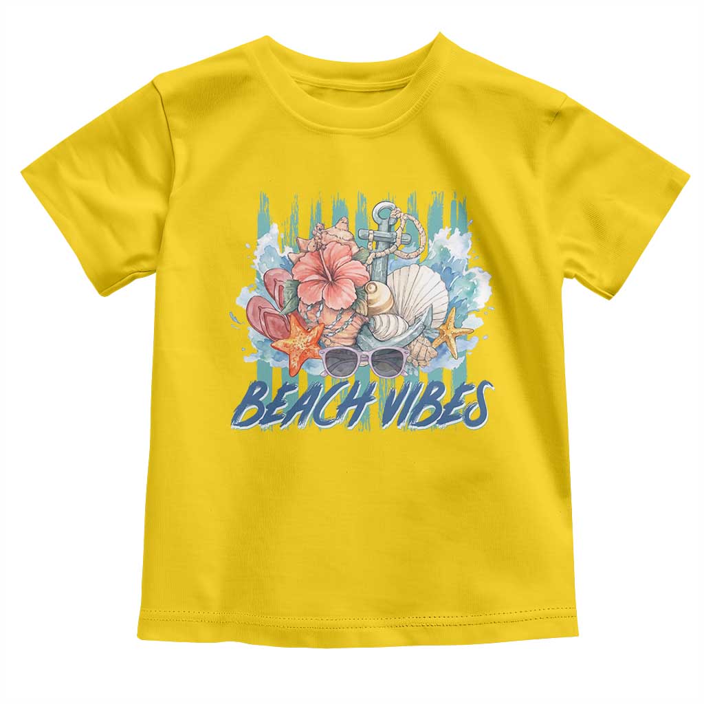 Beach Vibes Toddler T Shirt Floral Seashell Coastal Vacation Graphic TS12 Daisy Print Your Wear